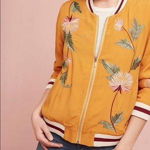 Anthropologie Embroidered bomber jacket
